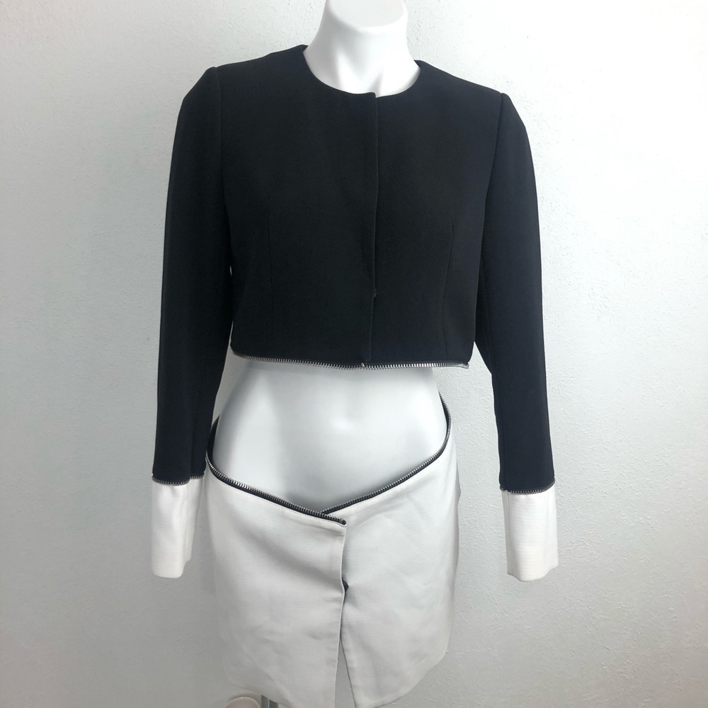 Luii Zippered Linen Black and Cream Two Length Jacket Size Small - Picture 2 of 11